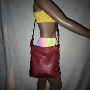 Coccinelle Red Leather Crossbody Bag.